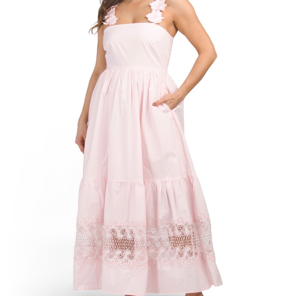 Solitaire Pink Maxi Dress with Floral Straps